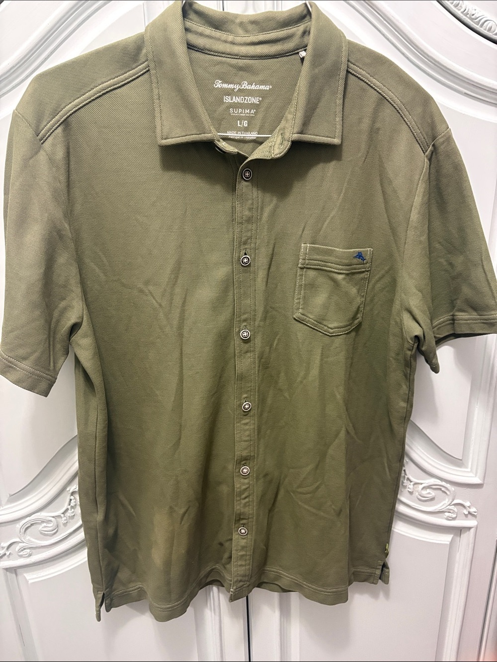 Tommy Bahama Olive Green Short-Sleeve Button-Down Shirt